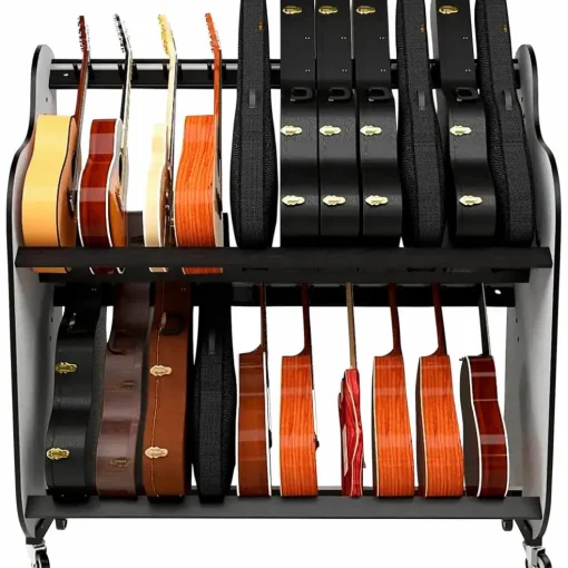A&S Crafted Products Band Room Double-Stack Guitar Shelf Rack 69.5 x 68.375 x 30.25 in.