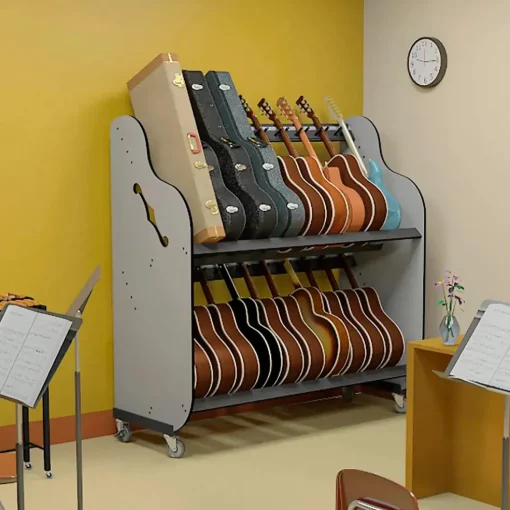 A&S Crafted Products Band Room Double-Stack Guitar Shelf Rack 69.5 x 68.375 x 30.25 in.