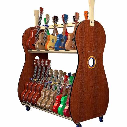 A&S Crafted Products The Band Room Mobile Ukulele Storage Rack for Classrooms