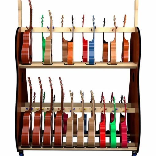 A&S Crafted Products The Band Room Mobile Ukulele Storage Rack for Classrooms