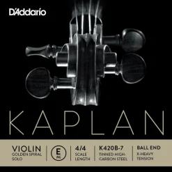 D'Addario Kaplan Golden Spiral Solo Series Violin E String 4/4 Size Solid Steel Extra Heavy Ball End