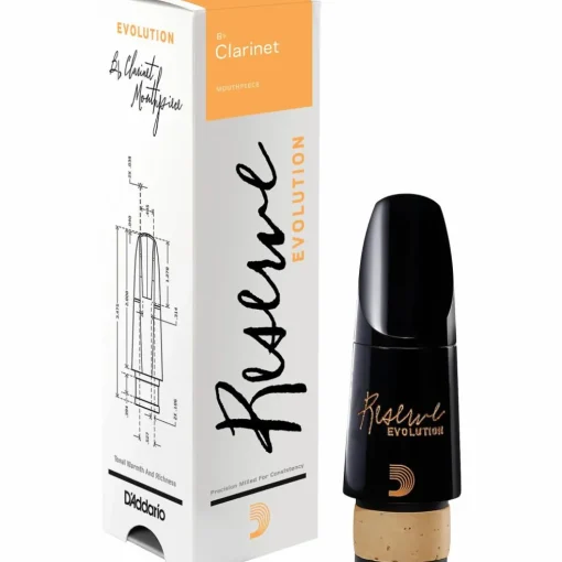 D'Addario Woodwinds Reserve Evolution Mouthpieces - Bb Clarinet - E 1.08mm, Medium-Long Facing, European Pitch 442Hz 1.08 mm Black
