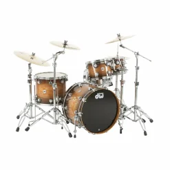 DW Collector's Cherry Lacquer Specialty 4-Piece Shell Pack All Cherry Natural to Candy Black Burst Chrome Hardware
