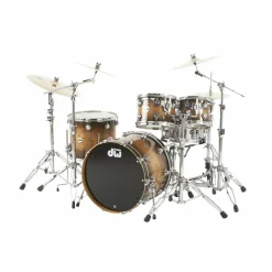 DW Collector's Cherry Lacquer Specialty 4-Piece Shell Pack All Cherry Natural to Candy Black Burst Chrome Hardware