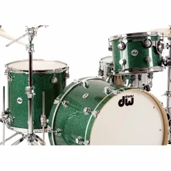 DW Collector's Series 3-Piece Shell Pack With 24" Bass Drum Green Glass Chrome Hardware