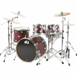 DW Collector's Series Satin Specialty 4-Piece Shell Pack Twisted Cherry to Black Burst Satin Chrome Hardware