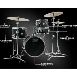 DW Design Series Mini-Pro 4-Piece Shell Pack With 16" Bass Drum Satin Black