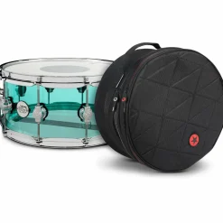 DW Design Series Sea Glass Acrylic Snare Drum, Chrome Hardware With Road Runner Bag