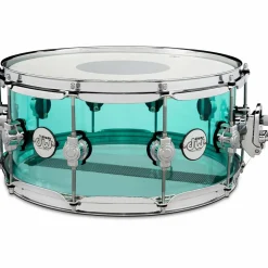 DW Design Series Sea Glass Acrylic Snare Drum, Chrome Hardware With SKB Case