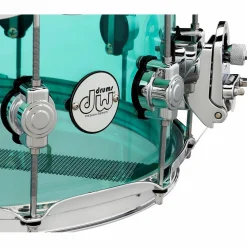 DW Design Series Sea Glass Acrylic Snare Drum, Chrome Hardware With Road Runner Bag
