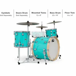 DW 3-Piece Collector's Series Santa Monica Shell Pack With Satin Chrome Hardware Sea Foam Green