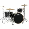 DW SSC Collector's Series 4-Piece FinishPly Shell Pack With 24" Bass Drum With Satin Chrome Hardware Black Ice