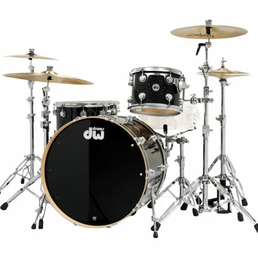 DW SSC Collector's Series 4-Piece FinishPly Shell Pack With 24" Bass Drum With Satin Chrome Hardware Black Ice
