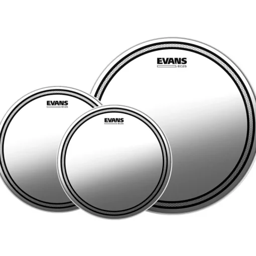 Evans EC2S Clear Tom Heads With Free 14" HD Dry Snare Head 10, 12, 16 in.
