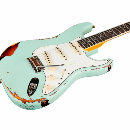 Fender Custom Shop 1967 Stratocaster Limited-Edition Heavy Relic Electric Guitar Aged Surf Green over 3-Color Sunburst