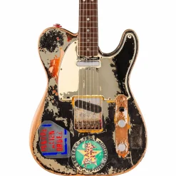 Fender Custom Shop Joe Strummer Telecaster Limited-Edition Electric Guitar Masterbuilt By Paul Waller Aged Black over 3-Color Sunburst