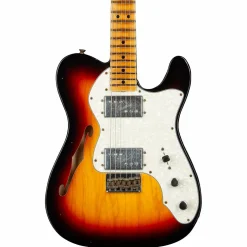 Fender Custom Shop Limited-Edition '70s Tele Thinline Journeyman Relic Electric Guitar Bleached 3-Color Sunburst