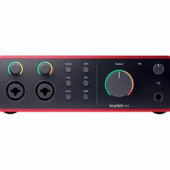 Focusrite Scarlett 4i4 Gen 4 with Adam Audio T-Series Studio Monitor Pair Bundle (Stands & Cables Included) T5V