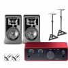 Focusrite Scarlett Solo Gen 4 With JBL 3 Series Studio Monitor Pair Bundle (Stands & Cables Included) 305MKII