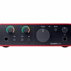 Focusrite Scarlett Solo Gen 4 with Adam Audio T-Series Studio Monitor Pair & T10S Subwoofer Bundle (Stands & Cables Included) T8V