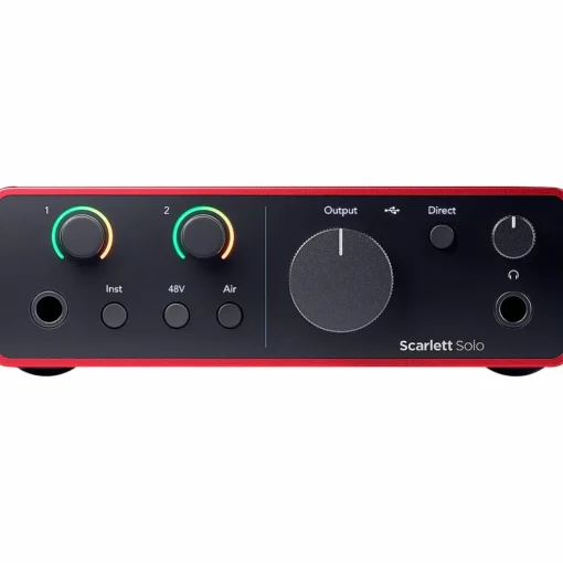 Focusrite Scarlett Solo Gen 4 with Adam Audio T-Series Studio Monitor Pair & T10S Subwoofer Bundle (Stands & Cables Included) T8V