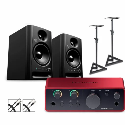 Focusrite Solo Gen4 With Harbinger Studio Monitor Pair, Stands & Cables SM505