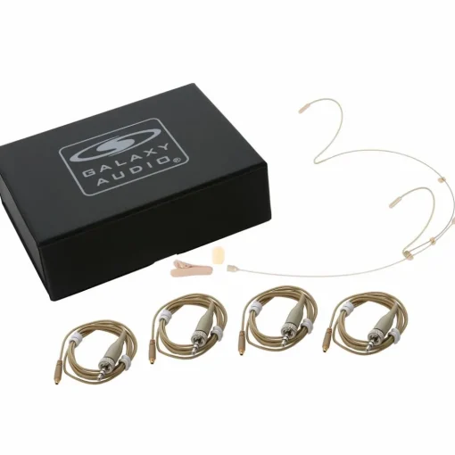 Galaxy Audio HSM4 Dual Ear Headset Mic With 4 Sennheiser Connecton Cables, Windscreen, Clip and Case Beige