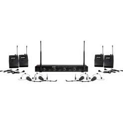 Gemini UHF-04HL 4-Channel Wireless Headset/Lavalier Combo System, 517.6/521.5/533.7/537.2mHz S1234