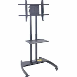 H. Wilson Luxor Adjustable Flat Panel Cart with Shelf and Rotating Mount
