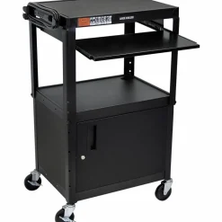 H. Wilson Plastic Cart with Steel Cabinet and Pullout Keyboard Tray