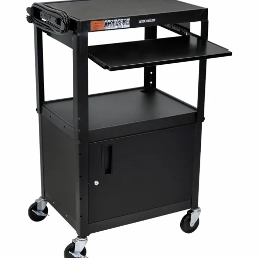 H. Wilson Plastic Cart with Steel Cabinet and Pullout Keyboard Tray