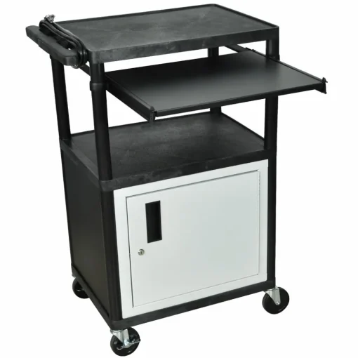 H. Wilson Plastic Cart with Steel Cabinet and Pullout Keyboard Tray