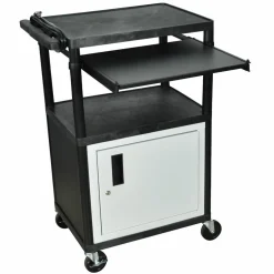 H. Wilson Plastic Cart with Steel Cabinet and Pullout Keyboard Tray