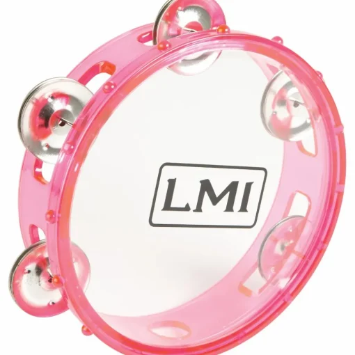 LMI Transparent Tambourine With Head Pink 15CM