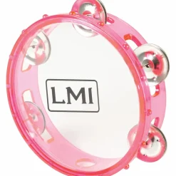 LMI Transparent Tambourine With Head Pink 15CM