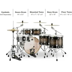 Mapex Armory Series Exotic Studioease Fast Shell Pack With 22" Bass Drum Black Dawn