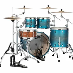 Mapex Saturn Evolution Rock Maple 4-Piece Shell Pack With 22" Bass Drum Exotic Azure Burst
