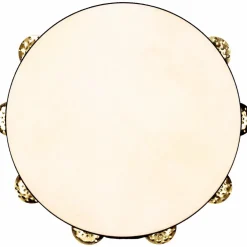 MEINL Vintage Goat-Skin Wood Tambourine Two Rows Brass Jingles Walnut Brown 10 in.