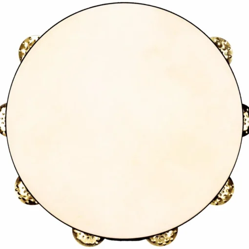 MEINL Vintage Goat-Skin Wood Tambourine Two Rows Brass Jingles Walnut Brown 10 in.