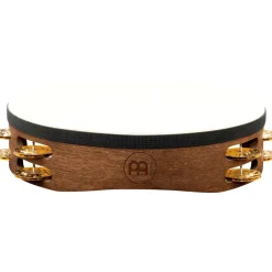 MEINL Vintage Goat-Skin Wood Tambourine Two Rows Brass Jingles Walnut Brown 10 in.