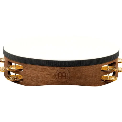 MEINL Vintage Goat-Skin Wood Tambourine Two Rows Brass Jingles Walnut Brown 10 in.