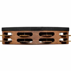 MEINL Vintage Goat-Skin Wood Tambourine Two Rows Brass Jingles Walnut Brown 10 in.