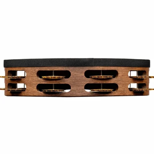 MEINL Vintage Goat-Skin Wood Tambourine Two Rows Brass Jingles Walnut Brown 10 in.