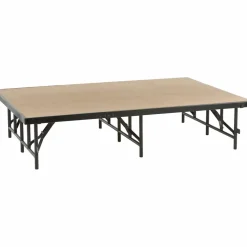 Midwest Folding Products 4' Deep X 6' Wide Single Height Portable Stage & Seated Riser 8 Inches High Pewter Gray Carpet