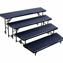 National Public Seating 4 Level Tapered Standing Choral Riser Blue Carpet