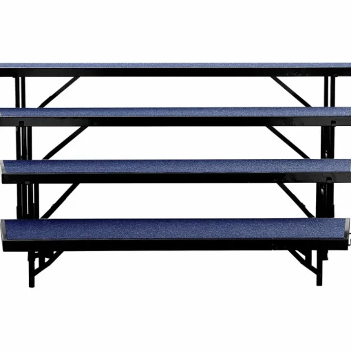 National Public Seating 4 Level Tapered Standing Choral Riser Blue Carpet