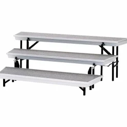 National Public Seating TransPort Tapered Choral Riser 3-Level Grey Carpet