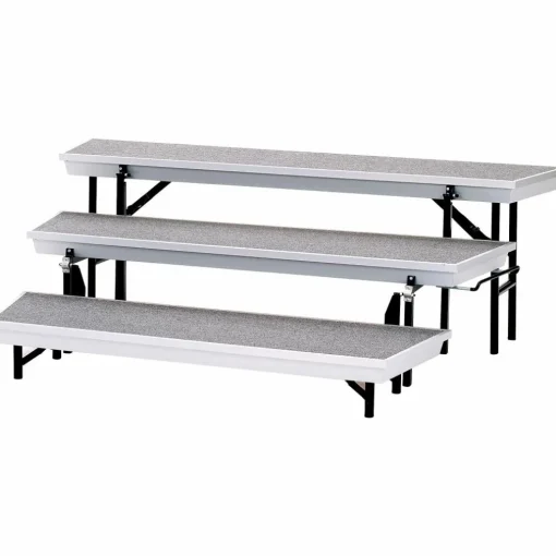 National Public Seating TransPort Tapered Choral Riser 3-Level Grey Carpet