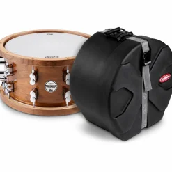 PDP by DW Limited-Edition Dark Stain Walnut and Maple Snare With Walnut Hoops and Chrome Hardware and SKB Case