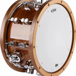 PDP by DW Limited-Edition Dark Stain Walnut and Maple Snare With Walnut Hoops and Chrome Hardware and SKB Case